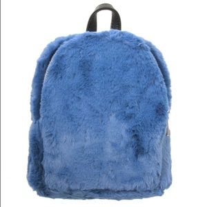 Blue fur mini backpack with zipper closure *NWT*